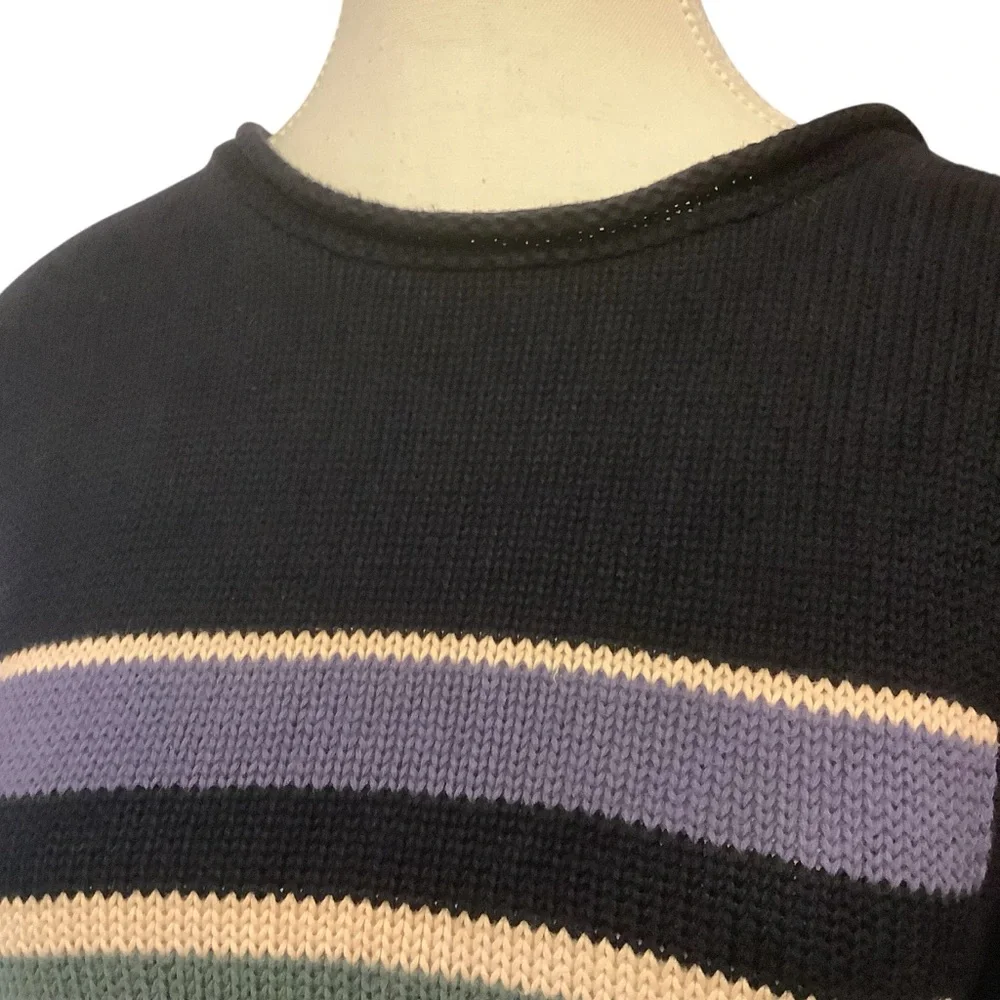 PARKHURST DARK BLUE STRIPED LONG SLEEVE KNIT SWEATER/ Size M - Picture 5 of 13